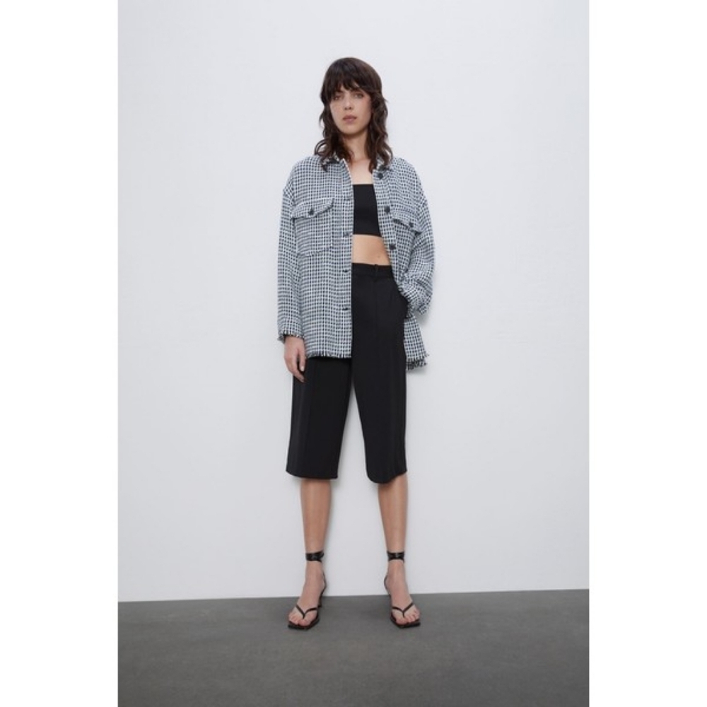 Zara | Tweed button down jacket in blue - Picture 13 of 13